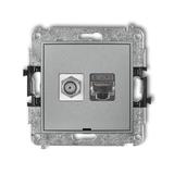 ICON Mechanizm gniazda antenowego poj. typu F (SAT) + gniazda komp. poj. 1xRJ45, kat. 6 ekranowany,