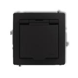 DECO Mechanizm gniazda bryzgoszczelnego z uziemieniem 2P+Z (klapka czarny mat, przesłony torów prądo