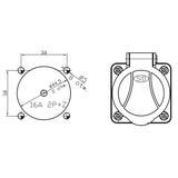 GN-16A Gniazdo 16A/230V 2P+Z, 1- fazowe