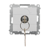 Simon 55 Łącznik na kluczyk chwilowy – Przycisk zwierny 2 pozycyjny /0-I/ styk N/O 5A Aluminium mat