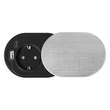 Gniazdo meblowe O6cm, wpuszczane w blat z przesuwną pokrywką, ładowarką USB i przewodem 1,9m, 1x2P+Z