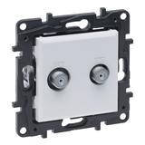 Niloe Step - gniazdo podwójne 2xTV typu  F  końcowe do instalacji typu gwiazda, 1,5 dB - kolor biały