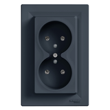 Asfora, gniazdo podwójne 2P+PE, antracyt