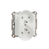 Sedna Design, gniazdo 2x2P+PE z przesłonami do ramek Sedna Design, białe