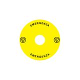 Ex9P1 H S9IT Naklejka wyłącznika awaryjnego do Ex9P1 H średnica 90mm samoprzylepna żółta IT 106815