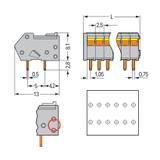 listwa zaciskowa do pł. drukowanych 3-bieg. szara raster 2,5 mm