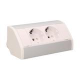 Gniazdo meblowe 2x2P+Z, schuko, biało-srebrne OR-GM-9005/W-G(GS) ORNO
