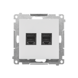 Simon 55 Gniazdo telefoniczne podwójne RJ12 Jasnoszary mat