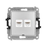 ICON Mechanizm gniazda komputerowego podwójnego 2xRJ45, kat. 5e, 8-stykowy, bez pola opisowego srebr