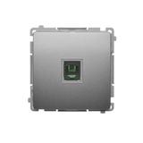 Simon Basic Gniazdo telefoniczne RJ11 uniwersalne pojedyncze Montaż na łapki lub wkręty satynowy