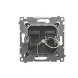 Simon 54 Gniazdo komputerowe pojedyncze RJ45 kategoria 6 z przesłoną przeciwkurzową antracyt