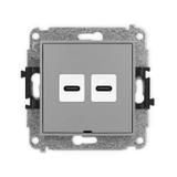ICON Gniazdo podwójne 2xUSB C-C, bez pola opisowego szary mat 27IGUSBBO-8 KARLIK