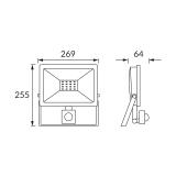 Naświetlacz SMD LED z czujnikiem ruchu KROMA LED S 100W GREY 6500K