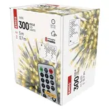 Oświetlenie świątecz. sople 300LED 5m ciepła biel, przeź. przew., 8 programów, timer, pilot