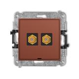 ICON Mechanizm gniazda antenowego podwójnego typu F (SAT) pozłacany, bez pola opisowego terakota