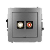 DECO Mechanizm gniazda podwójnego RCA, bez pola opisowego (typu cinch - biały i czerwony, pozłacany)