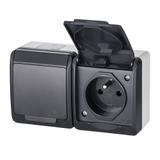 HERMES gniazdo 2x2P+Z IP 44 antracyt