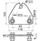 Płyta przyłączenia fazowa 2-biegunowa z otworem 13 mm i 2 śrubami M12