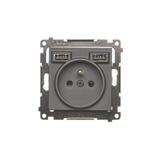 Simon 55 WMDW-001112-149 Gniazdo wtyczkowe z zintegrowaną ładowarką 2xUSB A (moduł), 2.1 A, 5 V DC, TGZ1ZUSB2AA.01/149 KONTAKT