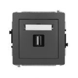 DECO Mechanizm gniazda pojedynczego USB A-A 2.0 grafitowy mat