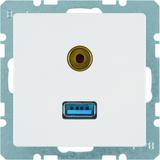 BERKER Q.x Gniazdo USB/3.5mm audio biały aksamit 3315396089 HAGER