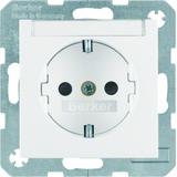 BERKER B.3/B.7 Gniazdo SCHUKO z polem opisowym z przysłonami styków biały mat 47491909 HAGER