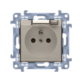 Simon 10 Gniazdo z/u IP44 z uszczelką - klapka transparetna 16A z. śrub. krem