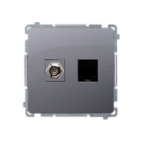 Simon Basic Gniazdo antenowe typu ''F'' + RJ45 kat.6 stal inox BMAFRJ45.01/21 KONTAKT