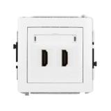 DECO Mechanizm gniazda podwójnego HDMI 2.0 biały mat