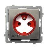 SONATA Gniazdo pojedyncze z uziemieniem DATA z kluczem uprawniającym - kolor stal inox