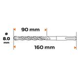 Wiertło do betonu SDS Plus, 8 x 160 mm, S4, quatro
