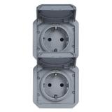 NOWE PLEXO - GNIAZDO SCHUKO 2X2P+Z PIONOWE MECHANIZM 16A-250V SZARE 069577L LEGRAND