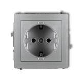 DECO Mechanizm gniazda pojedynczego z uziemieniem SCHUKO 2P+Z (przesłony torów prądowych) srebrny me