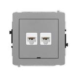 DECO Mechanizm gniazda komputerowego podwójnego 2xRJ45, kat. 6A, 8-stykowy, bez pola opisowego szary