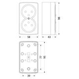 GNBD250 Gniazdo n/t pojedyncze białe 2x2P+Z 250V 16A 51.802 OPATÓWEK