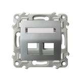 SZAFIR Obudowa gniazda podwójnego typu Keystone skośna - kolor srebro