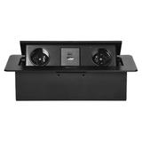 Gniazdo meblowe wpuszczane w blat z płaskim frezowanym rantem i ładowarką USB 2x2P+Z 2xUSB (typ A+