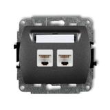 TREND Mechanizm gniazda komputerowego podwójnego 2xRJ45, kat. 5e, 8-stykowy grafitowy