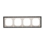 Simon 55 Ramka poczwórna 4-krotna DUO Aluminium podstawa czarna