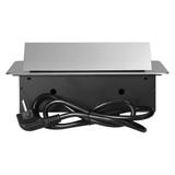 Gniazda meblowe wpuszczane w blat z płaskim frezowanym rantem, ładowarką USB i przewodem 1,5m, 2x2P+