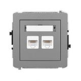 DECO Gniazdo podwójne komputerowe 2xRJ45, kat. 5e, 8-stykowy szary mat 27DGK-2 KARLIK