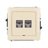 DECO Mechanizm gniazda komputerowego podwójnego 2xRJ45, kat. 6, ekranowany, 8-stykowy, bez pola opis