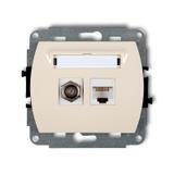 TREND Mechanizm gniazda antenowego poj. typu F (SAT) + gniazda komp. poj. 1xRJ45, kat. 5e, 8-stykowy