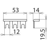 Szyna grzebieniowa 1-fazowa 3-biegunowa, Cu 16 mm2, 3 moduły TE