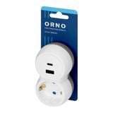 Rozgałęźnik 2P+Z, USB-A+C, schuko, biało-szary