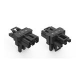 WINSTA rozgałęźnik typu T 3-torowy 1 x wtyk / 1 x gniazdo czarny