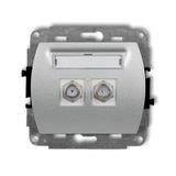 TREND Mechanizm gniazda antenowego podwójnego typu F (SAT) niklowany srebrny metalik