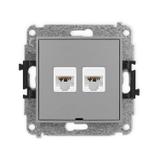 ICON Mechanizm gniazda komputerowego podwójnego 2xRJ45, kat. 6A, 8-stykowy, bez pola opisowego szary