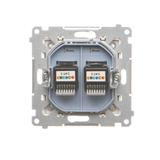 Simon 55 Gniazdo telefoniczne podwójne RJ12 Szampański mat TF2.01/144 KONTAKT