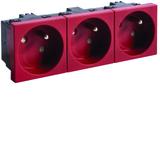 tehalit.GB-EG Gniazdo 2P+Z 33st 3-krotne 45x45mm bezhalogenowe czerwone EER3333020 HAGER